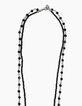 Collier sautoir double rangs perles pompon femme -3