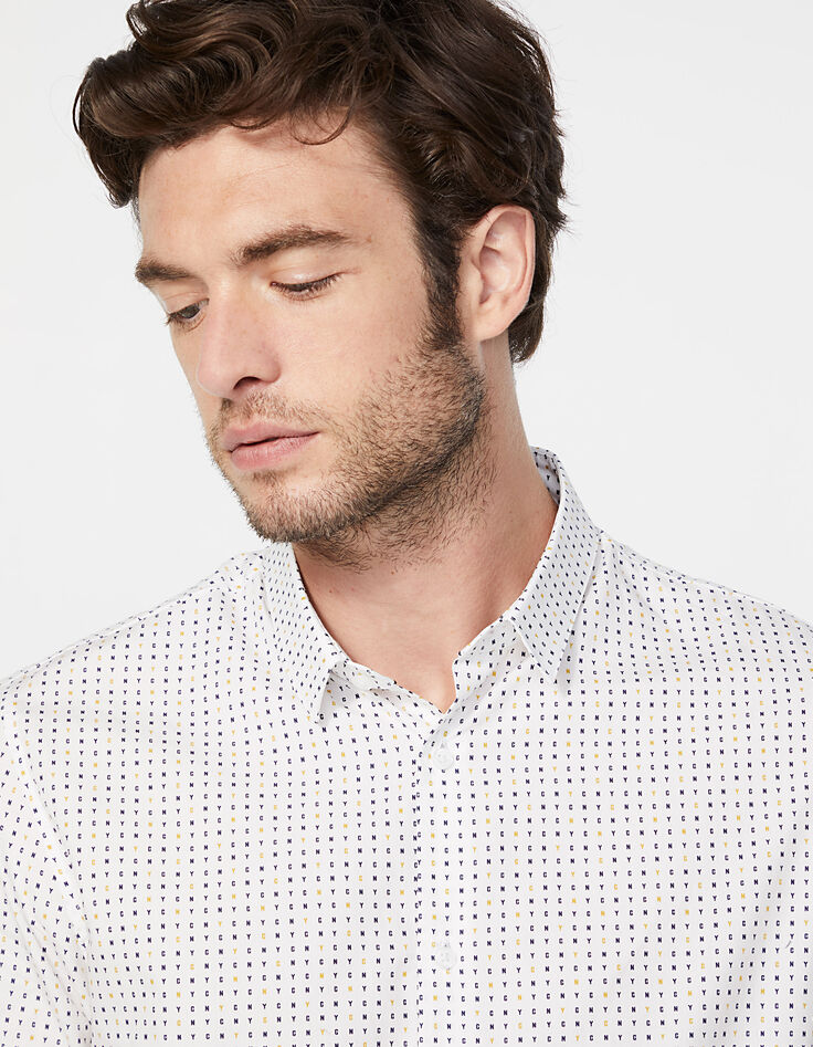 Camisa SLIM blanca estampado letras NYC Hombre-4