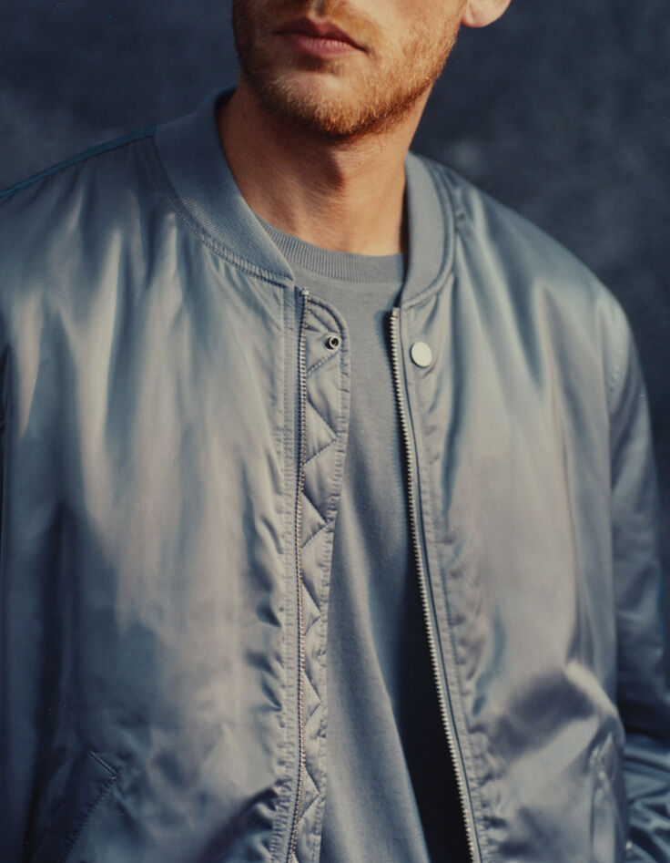 Bomber light blue en nylon satiné Homme-9
