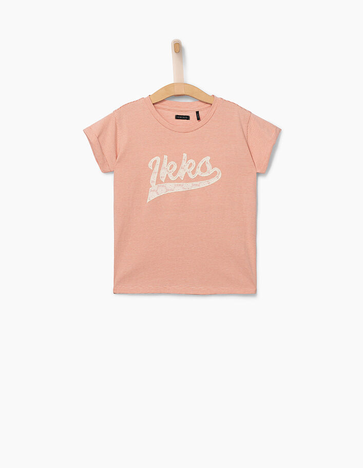 Donkeroranje T-shirt met streepjes voor meisjes - IKKS