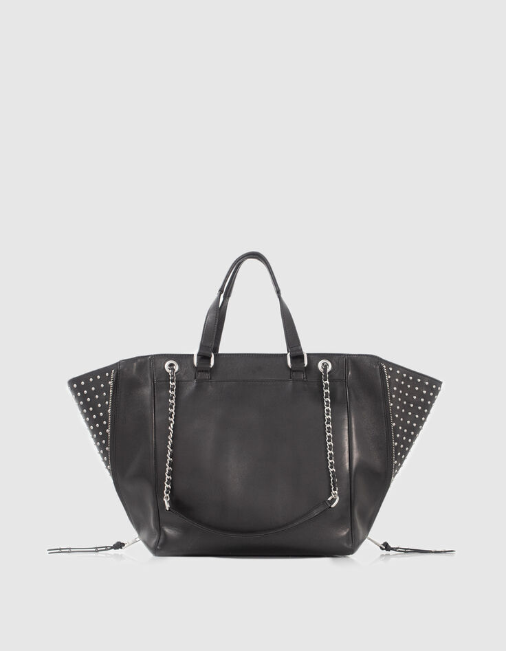 Sac cabas LE 1440 Rock noir cuir clout&eacute; Femme-2