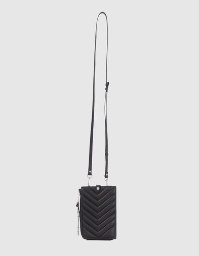 Bolso teléfono 1440 cuero acolchado negro para mujer - IKKS