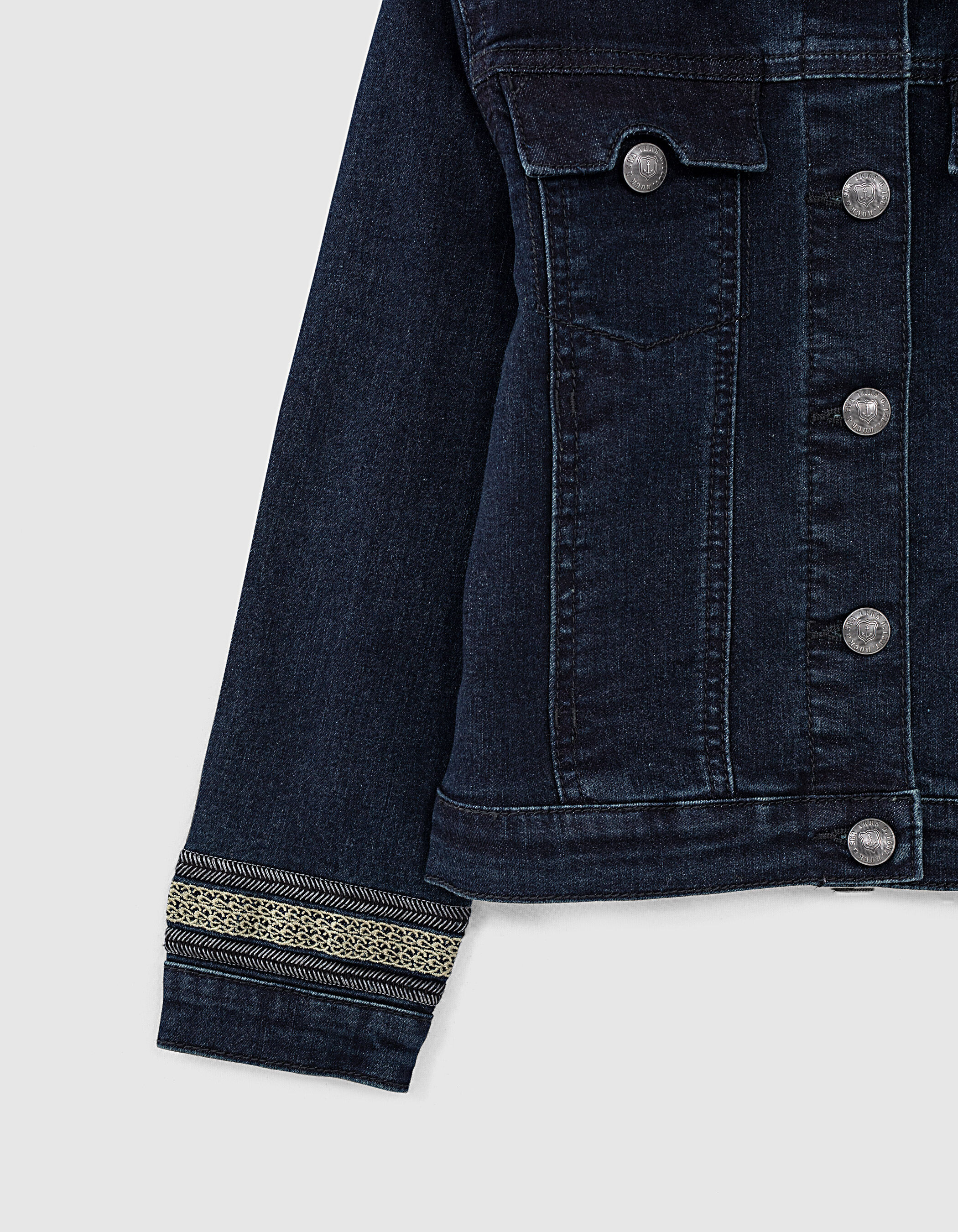 Girls' rinse wash denim jacket + print 