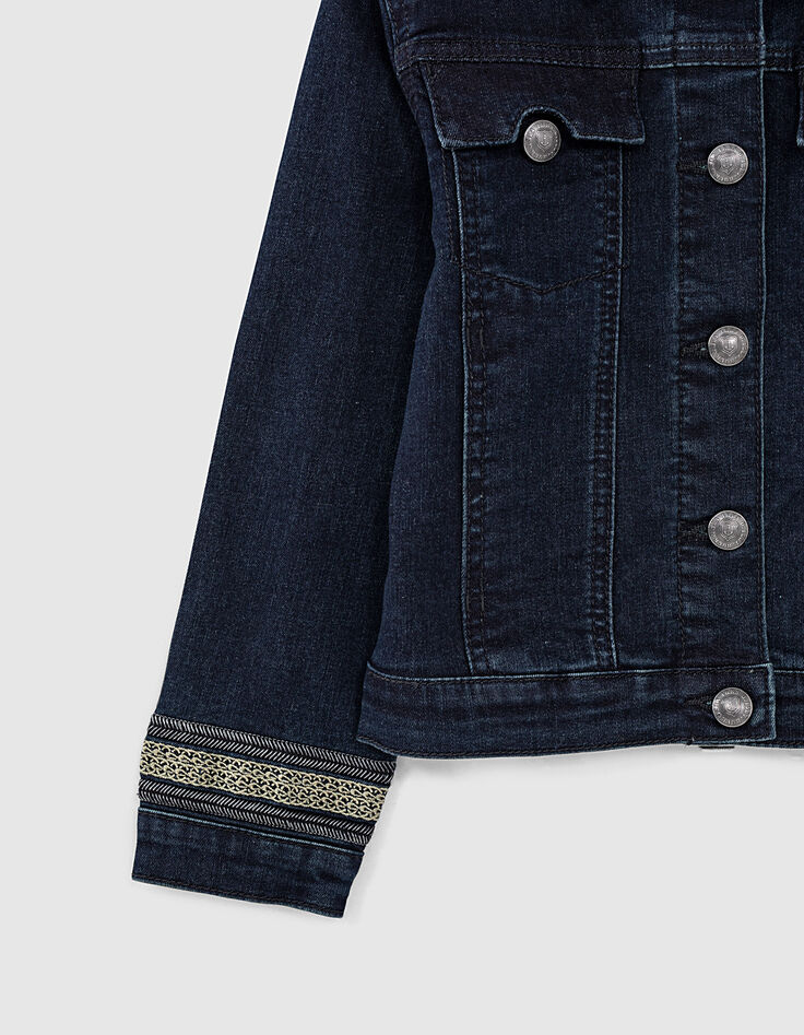M&auml;dchenjeansjacke in Rinse-Waschung mit Stickerei-4