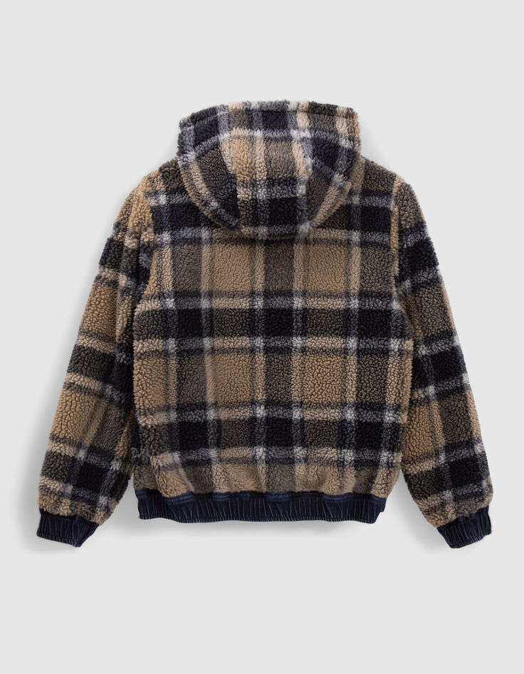 Boys’ blue denim/checked Sherpa reversible jacket-4