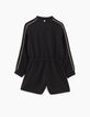 Combi-short noir esprit bomber avec broderies fille-5