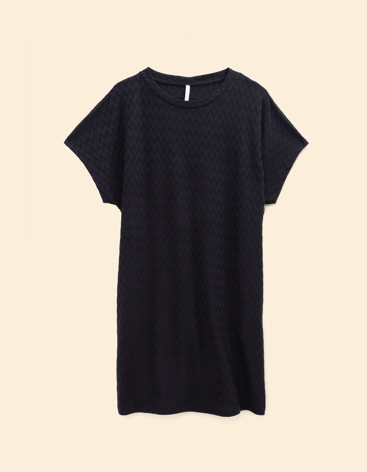 Robe manches courtes noire motif chevrons I.Code-7
