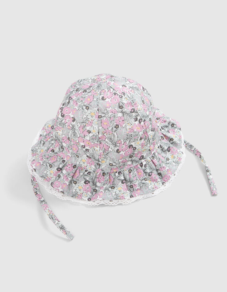Sombrero caqui estampado florecitas bebé niña-2