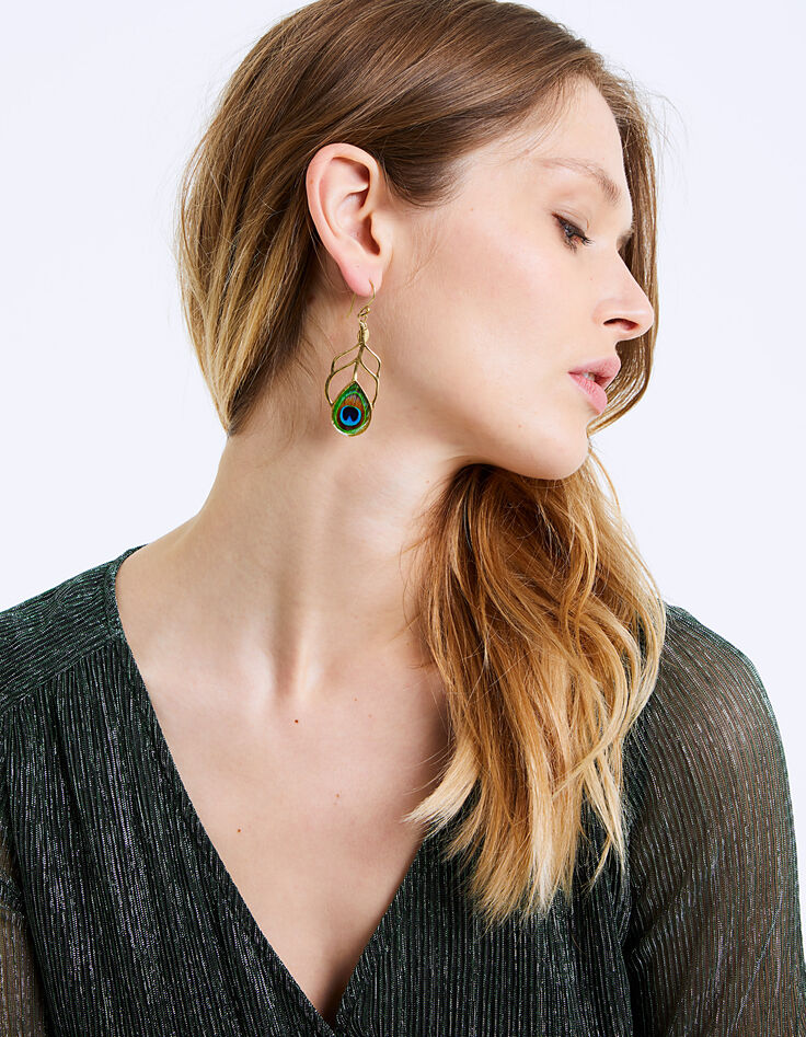 Boucles d'oreilles paon femme-6
