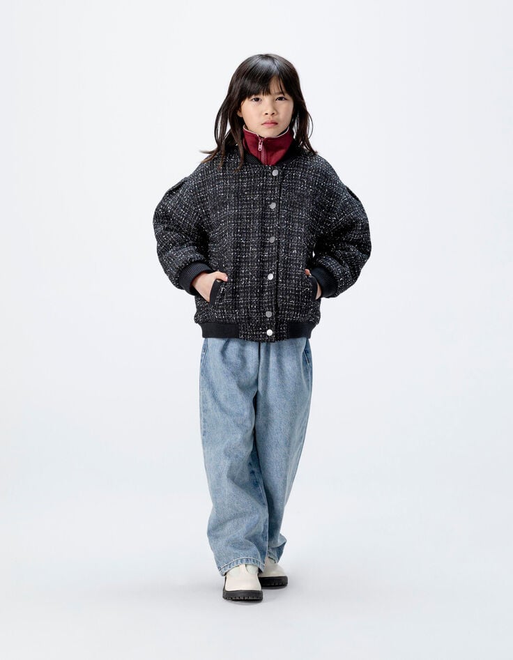Cazadora negra tweed niña-1 Cazadora negra tweed niña-1