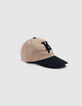 Boy’s camel cap with embroidered bouclette lightning-K-3