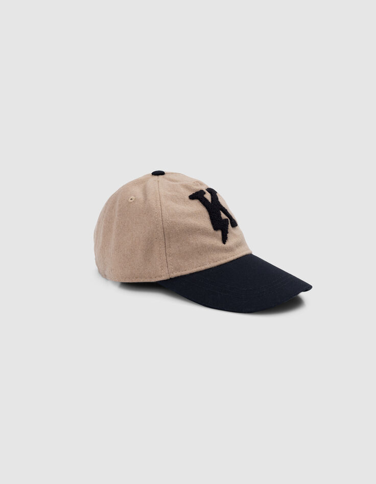 Boy’s camel cap with embroidered bouclette lightning-K-3