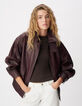 Bomber oversize de mujer en piel burdeos-1