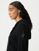 Cárdigan negro cuello V 100 % cachemira mujer-4