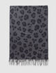 Black leopard jacquard scarf-3