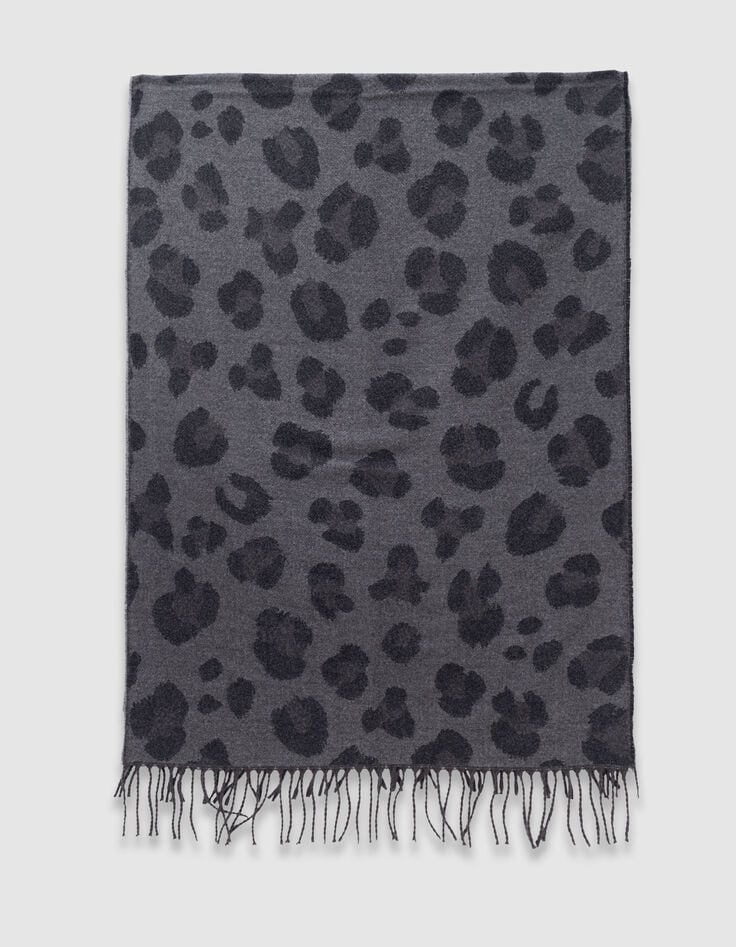 Black leopard jacquard scarf-3