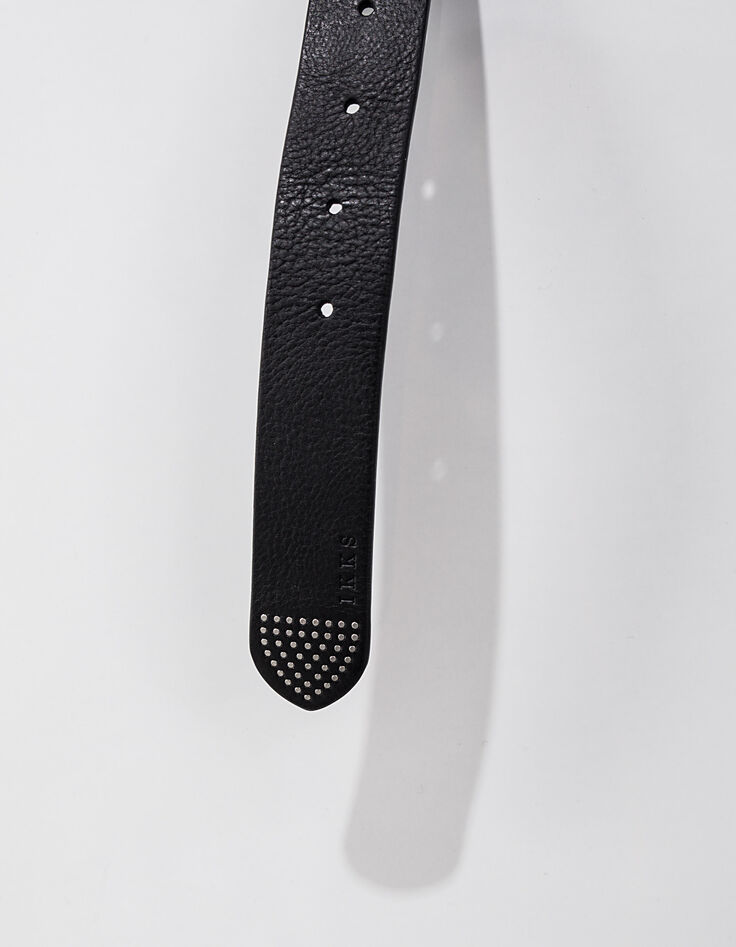 Ceinture jean en cuir noir passant femme-4