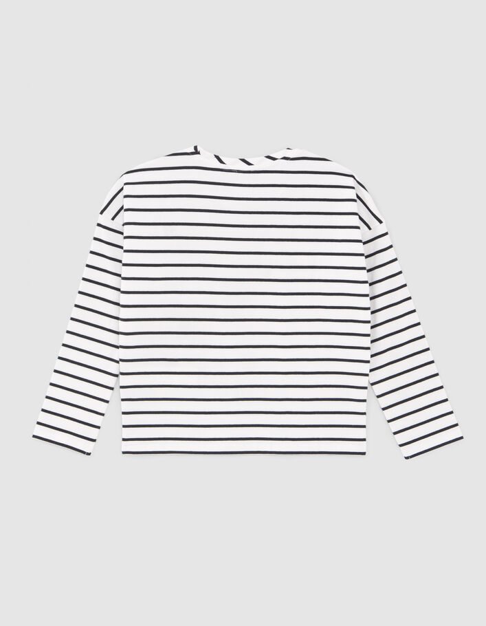 Girls’ off-white embroidered sailor stripe T-shirt-4