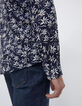 Marineblaues Herrenhemd im SLIM-Fit mit Blumenprint-6