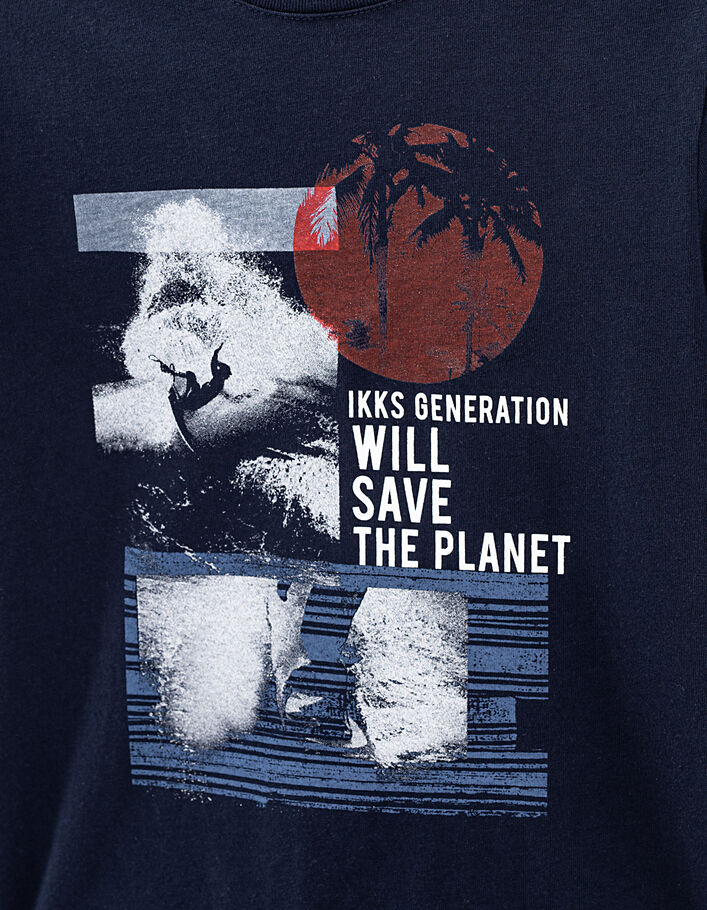 Marineblaues Jungen-T-Shirt mit Surfermotiv  - IKKS