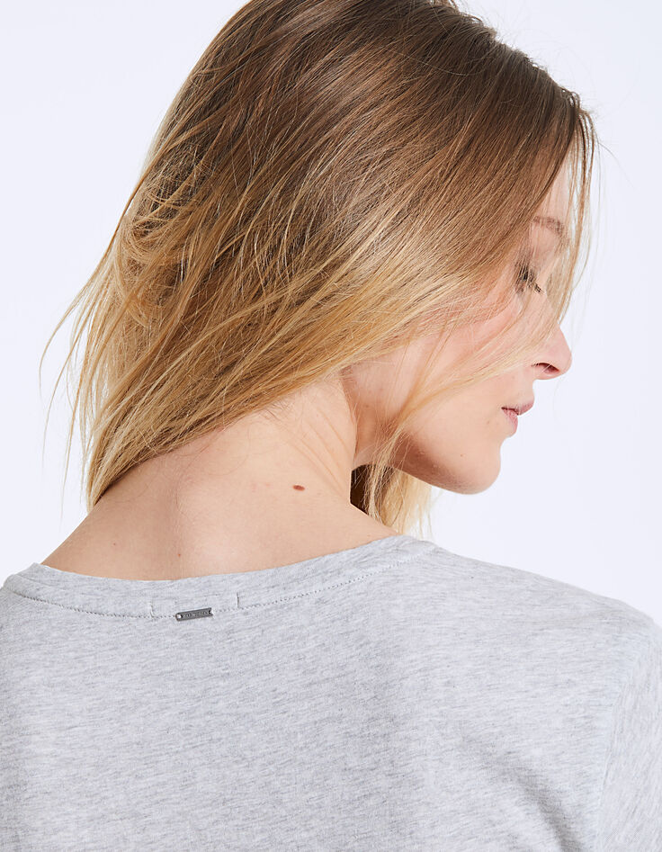 Tee-shirt col V en coton visuel Love femme-5