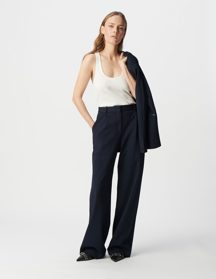 Marine geklede broek wideleg milanotricot Dames-5