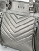 Sac cabas cuir argent LE 1440 MEDIUM SILVER matelassage chevrons femme-9