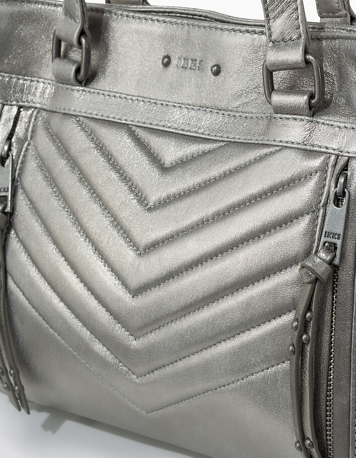 Women’s THE 1440 SILVER MEDIUM quilted chevron leather tote bag  - IKKS