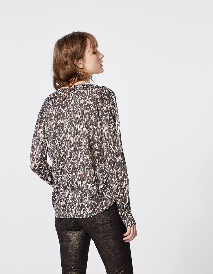 Jersey pico viscosa estampado plumas metalizado mujer-3