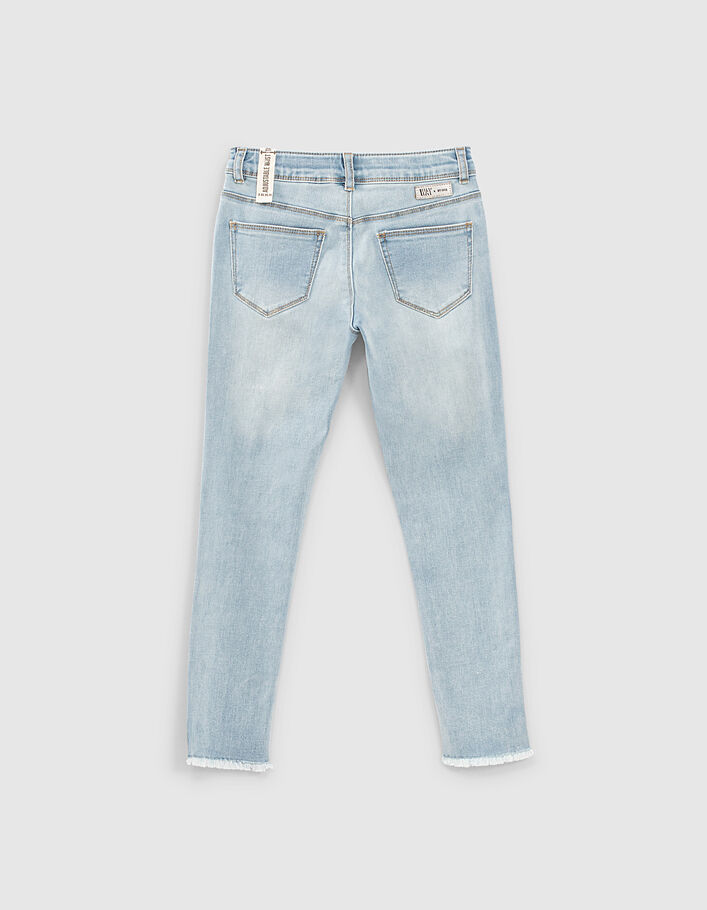 Girls’ bleach blue fringed skinny jeans - IKKS