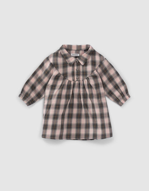 Robe grise à motif carreaux bébé fille