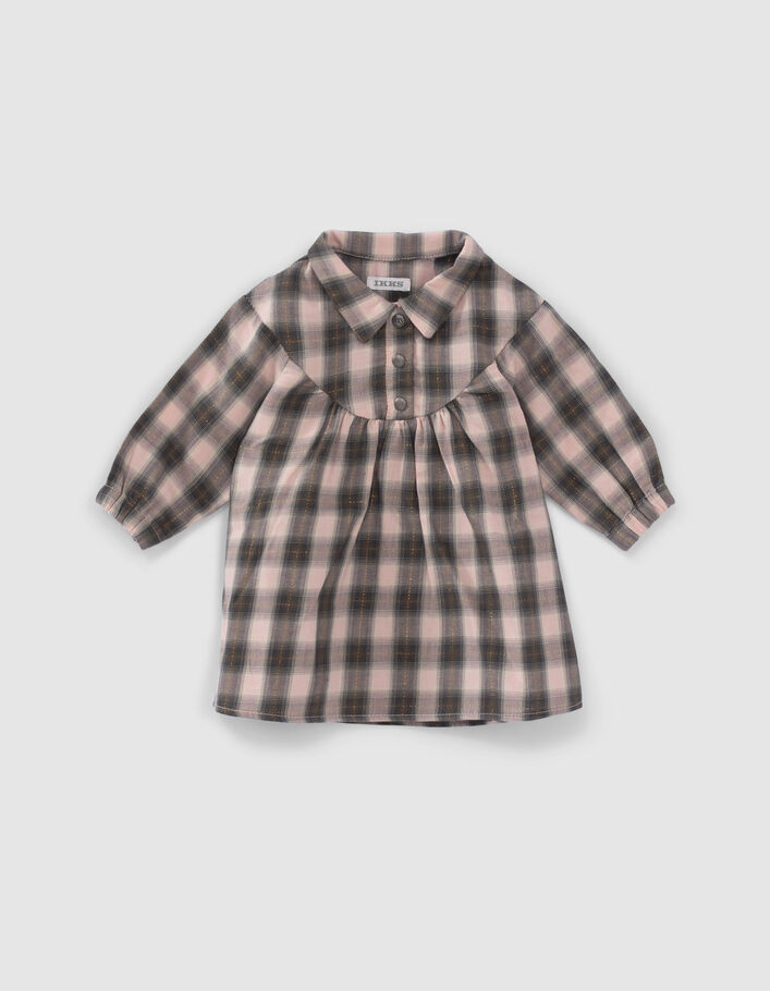 Grijze jurk met ruitenmotief babymeisjes-1
