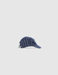 Boys’ navy cap with white stripes and embroidery-2