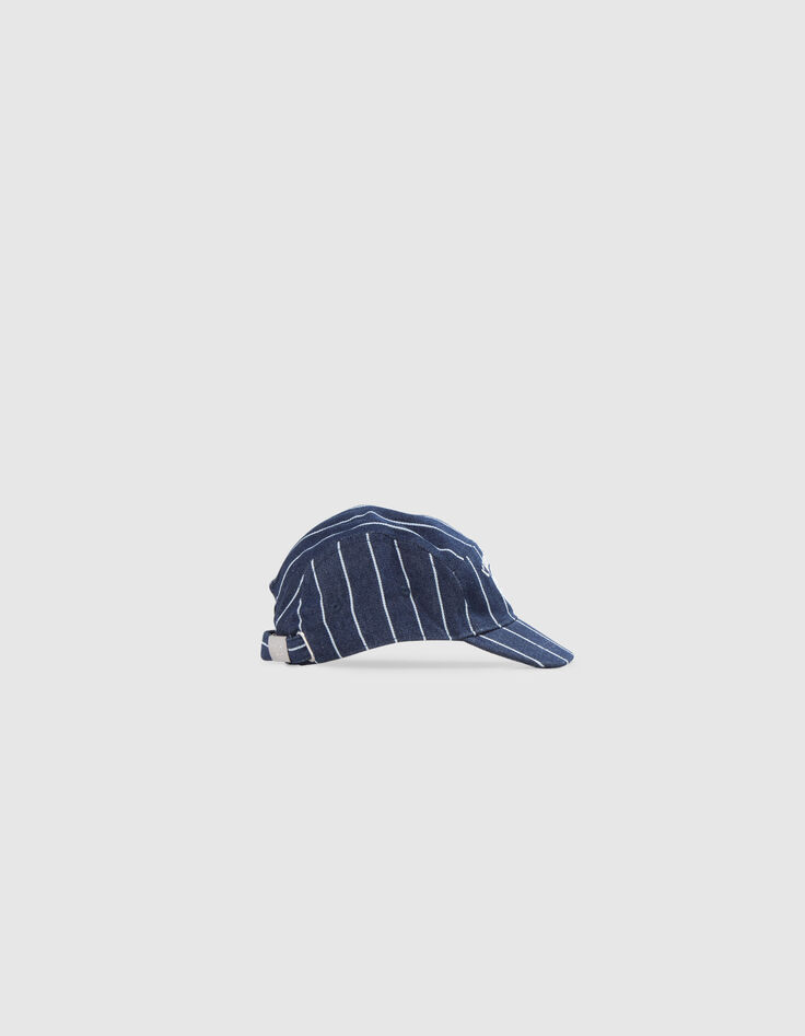 Boys’ navy cap with white stripes and embroidery-2