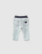 Baby boys’ bleach blue slogan organic cotton jeans  -3