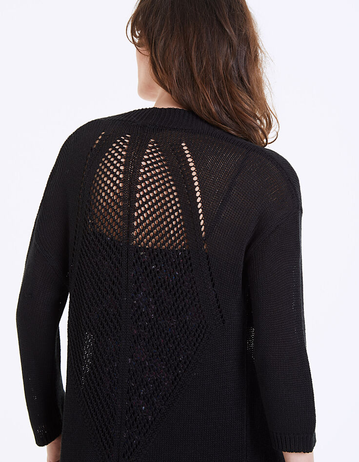 Women’s decorative fringed openwork knit long cardigan-5 Women’s decorative fringed openwork knit long cardigan-5
