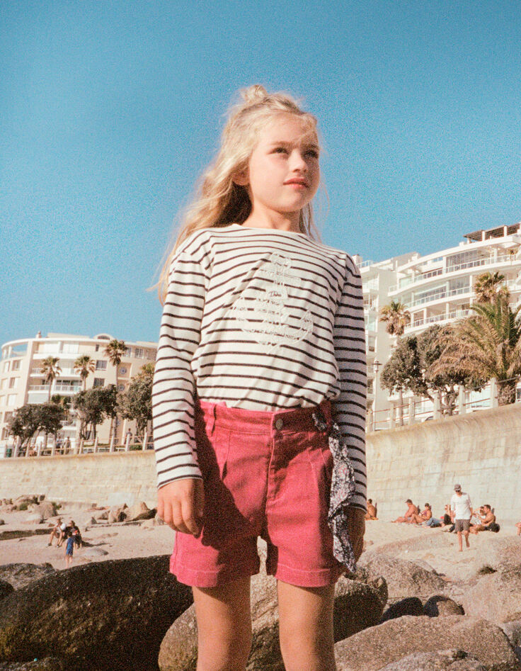 Short en jean rose fuchsia fille-2