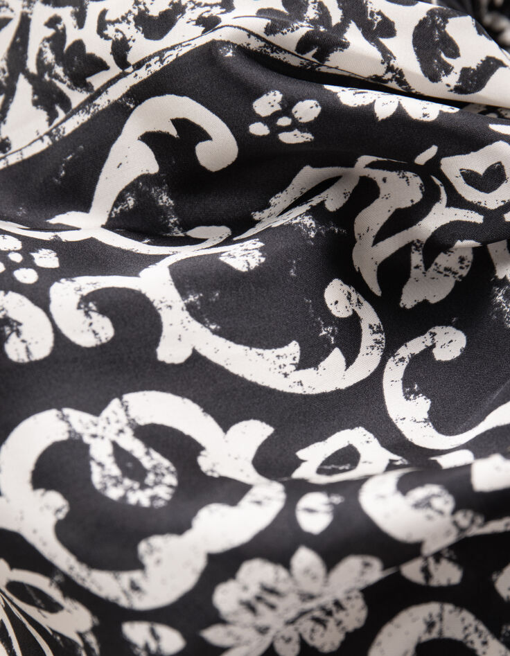 Robe noire imprimé patchwork foulard Femme-9