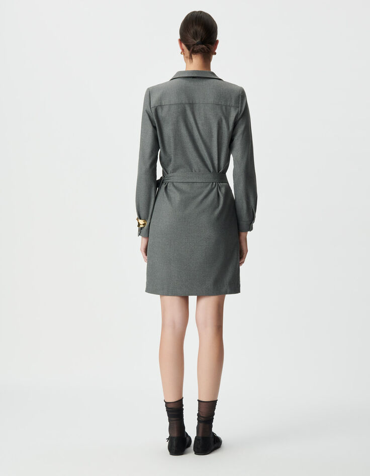 Women’s grey wraparound shirt dress-2 Women’s grey wraparound shirt dress-2