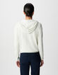 Women's white herringbone knitted cardigan with openwork back-3