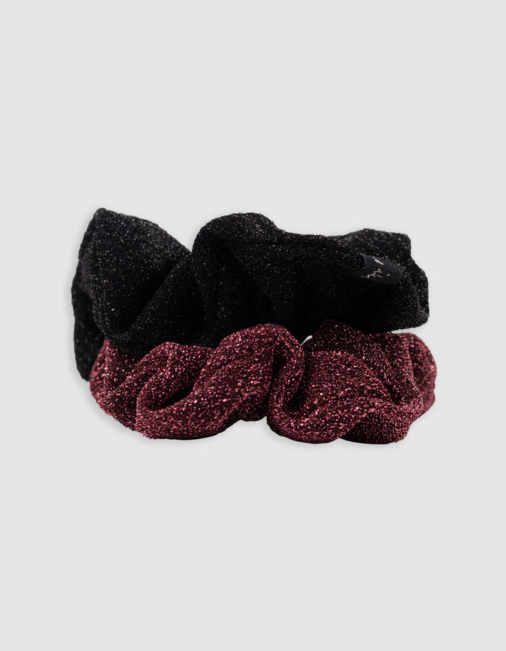 Schwarze und rosa Glitzer Haargummis f&uuml;r M&auml;dchen-2