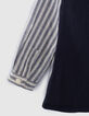 Baby boys’ navy mixed-fabric striped shirt-5