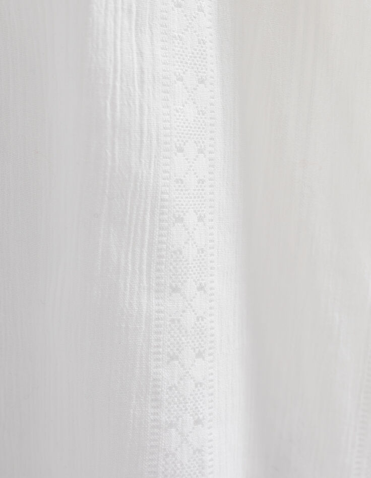 Blouse blanc cass&eacute; d&eacute;tails plis et dentelle Femme-8