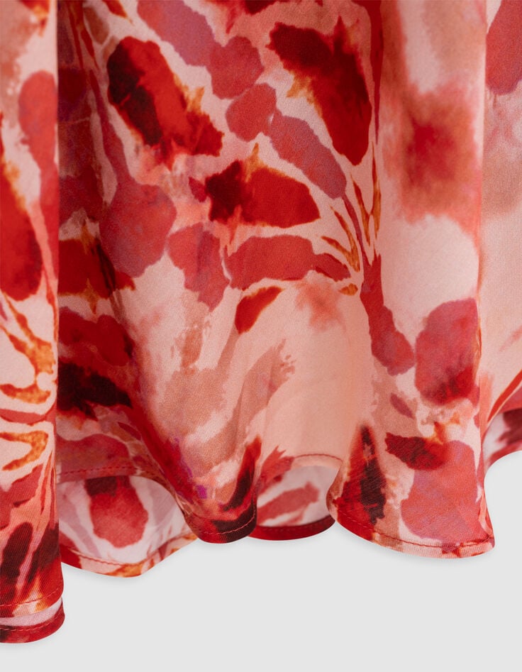 Jupe longue rouge imprim&eacute; batik Femme-7