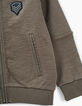 Boys’ bronze cardigan with chest patches and printed back-5