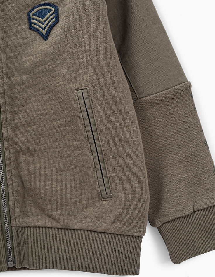 Boys’ bronze cardigan with chest patches and printed back-5 Boys’ bronze cardigan with chest patches and printed back-5