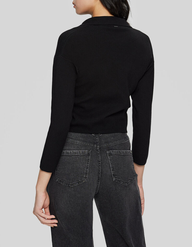 Women’s black knit cardigan with asymmetric zip-2