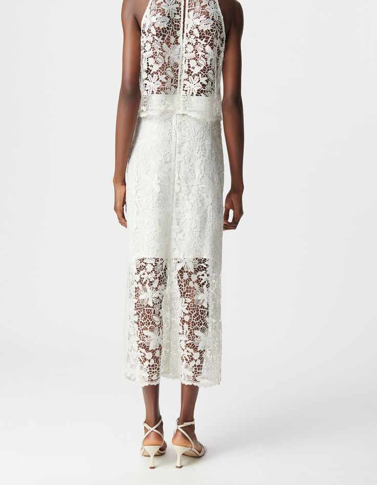 Mujer falda midi blanca todo encaje-3