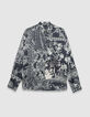 Camisa azul grisáceo satinado estampado pañuelo mujer-5