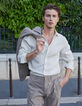 Men’s beige cotton marl blazer-4